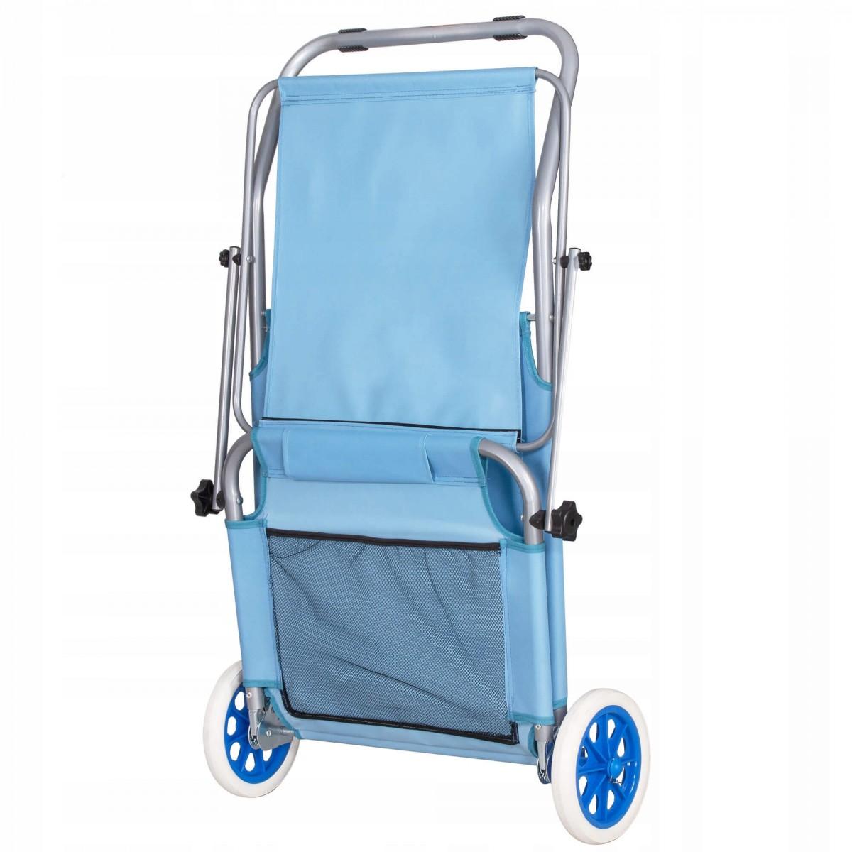 Шезлонг (лежак) для пляжу, тераси і саду з колесами і навісом Springos GC0045