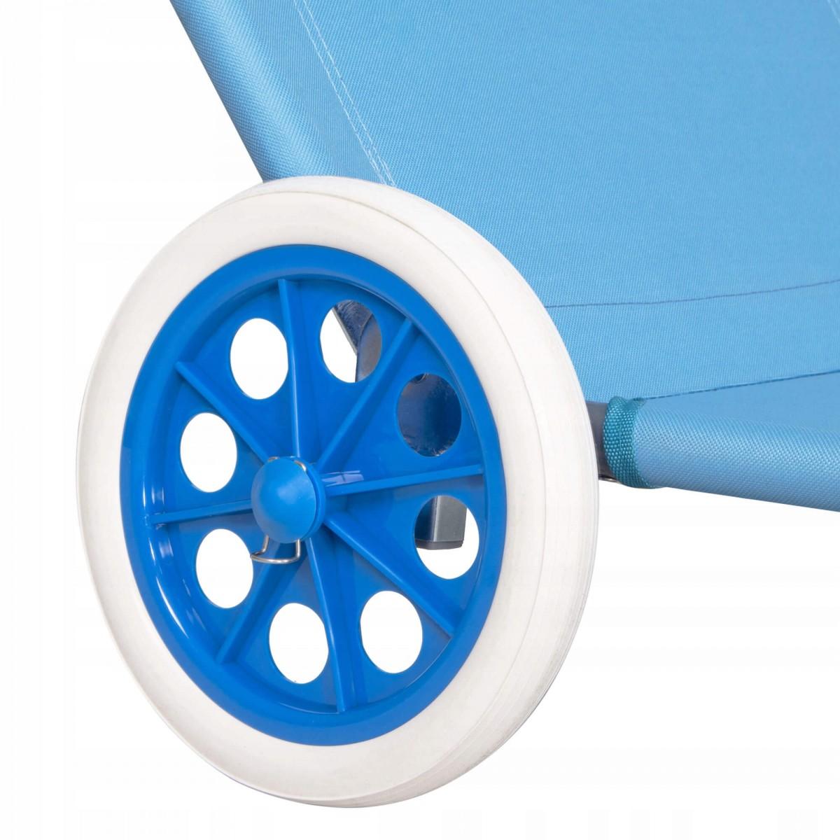 Шезлонг (лежак) для пляжу, тераси і саду з колесами і навісом Springos GC0045