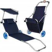 Шезлонг (лежак) для пляжу, тераси і саду з колесами і навісом Springos GC0044