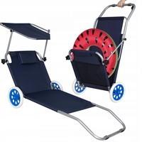 Шезлонг (лежак) для пляжу, тераси і саду з колесами і навісом Springos GC0044