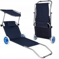 Шезлонг (лежак) для пляжу, тераси і саду з колесами і навісом Springos GC0044
