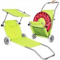 Шезлонг (лежак) для пляжу, тераси і саду з колесами і навісом Springos GC0043