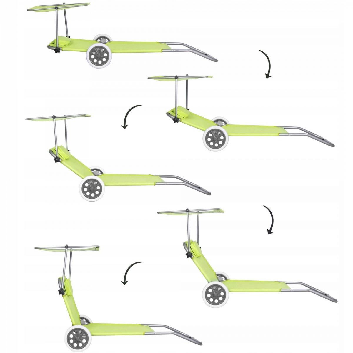 Шезлонг (лежак) для пляжу, тераси і саду з колесами і навісом Springos GC0043