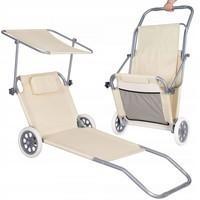 Шезлонг (лежак) для пляжу, тераси і саду з колесами і навісом Springos GC0041