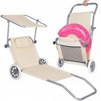 Шезлонг (лежак) для пляжу, тераси і саду з колесами і навісом Springos GC0041