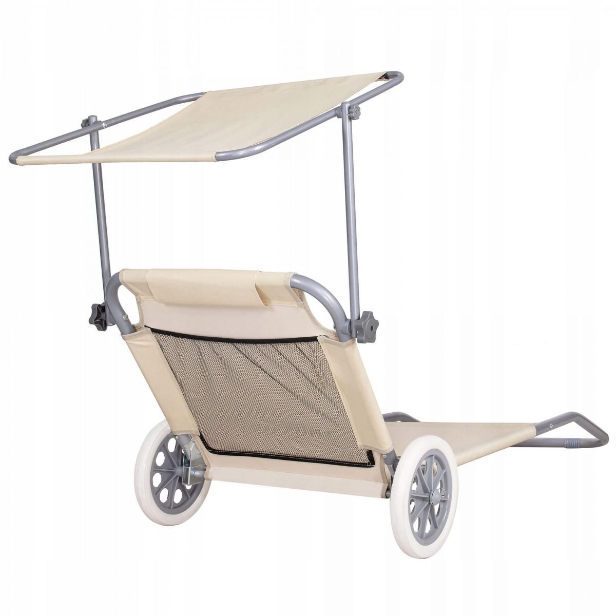 Шезлонг (лежак) для пляжу, тераси і саду з колесами і навісом Springos GC0041