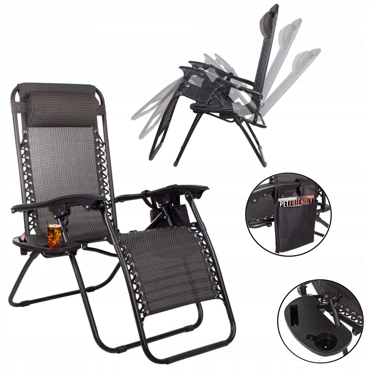 Шезлонг (крісло-лежак) для пляжу, тераси і саду Springos Zero Gravity GC0001