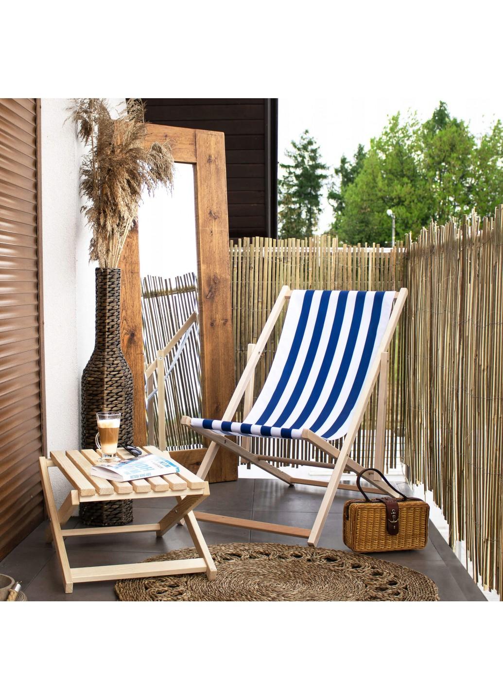 Шезлонг (крісло-лежак) дерев'яний для пляжу, тераси і саду Springos DC0001 WHBL