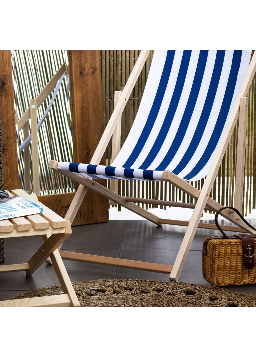 Шезлонг (крісло-лежак) дерев'яний для пляжу, тераси і саду Springos DC0001 WHBL