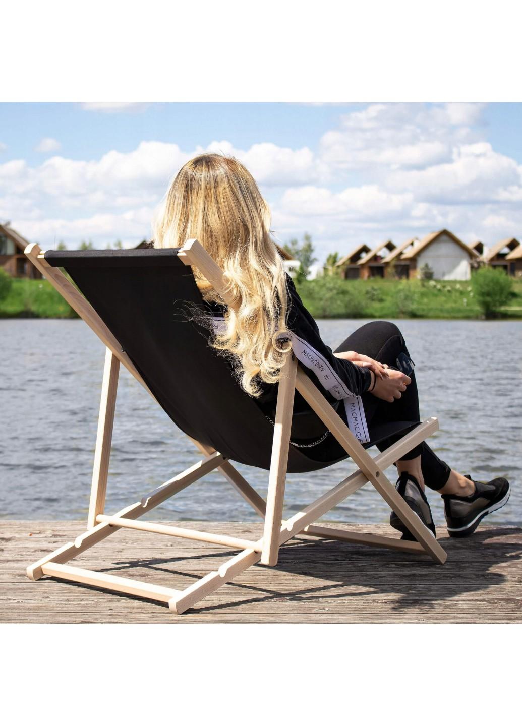 Шезлонг (крісло-лежак) дерев'яний для пляжу, тераси і саду Springos DC0001 BL