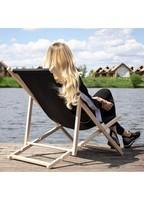 Шезлонг (крісло-лежак) дерев'яний для пляжу, тераси і саду Springos DC0001 BL