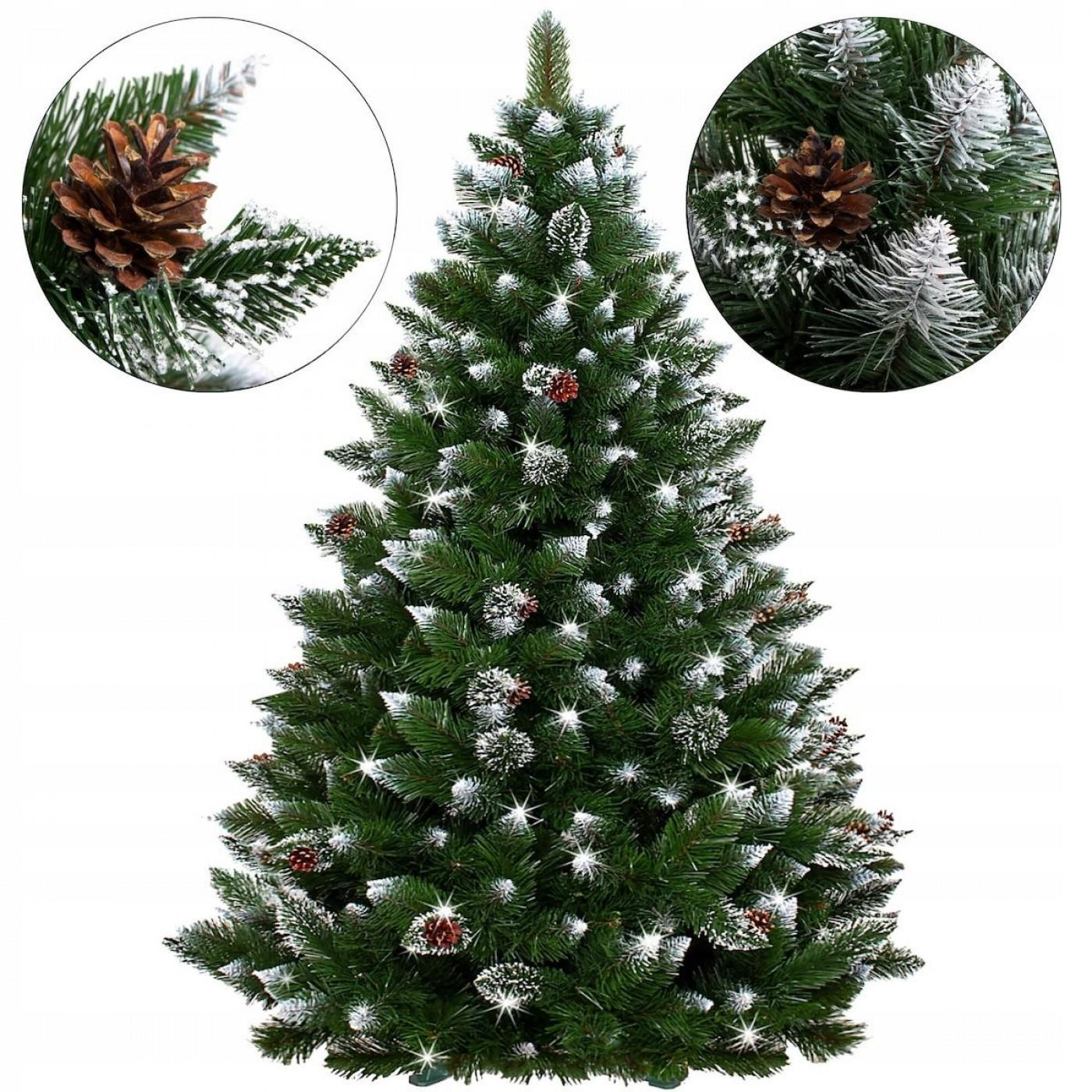 Штучна ялинка Springos 180 см кавказька засніжена з шишками Premium CT0052