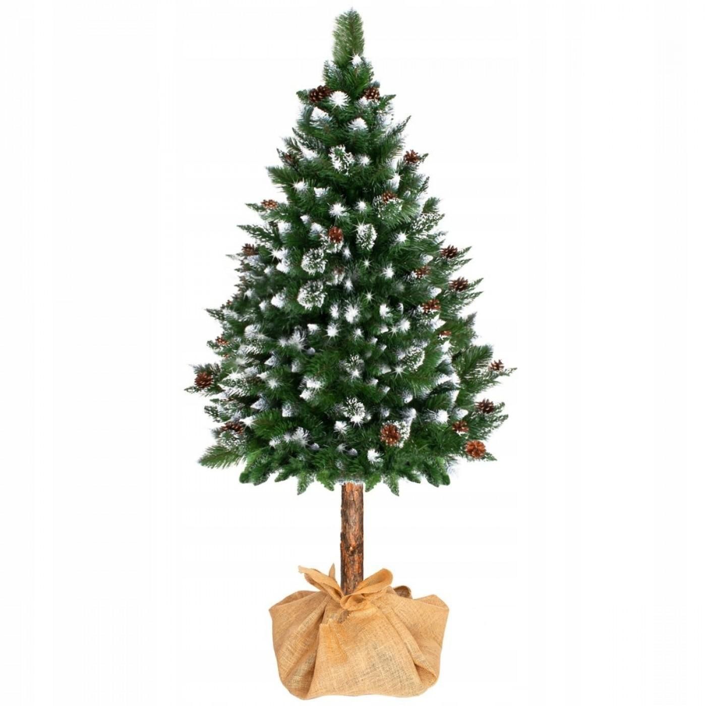 Штучна ялинка Springos 220 см сосна зі стволом засніжена з шишками CT0046