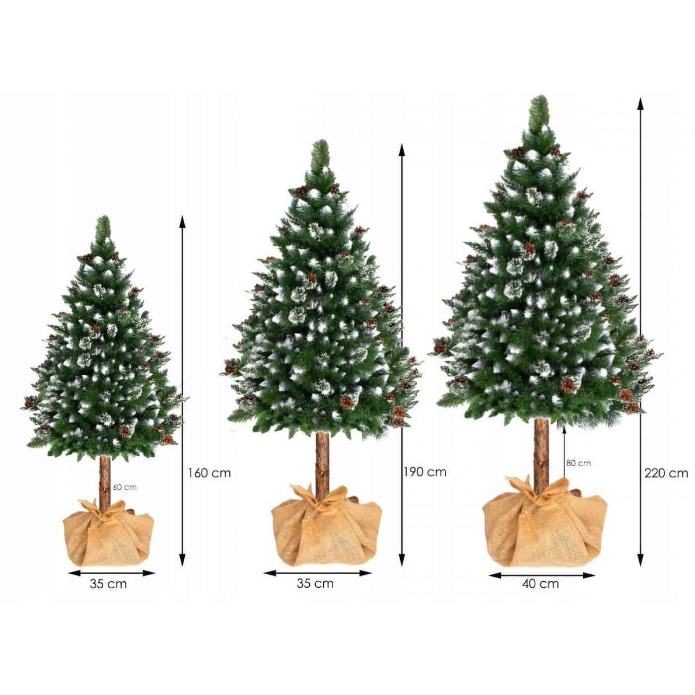 Штучна ялинка Springos 220 см сосна зі стволом засніжена з шишками CT0046
