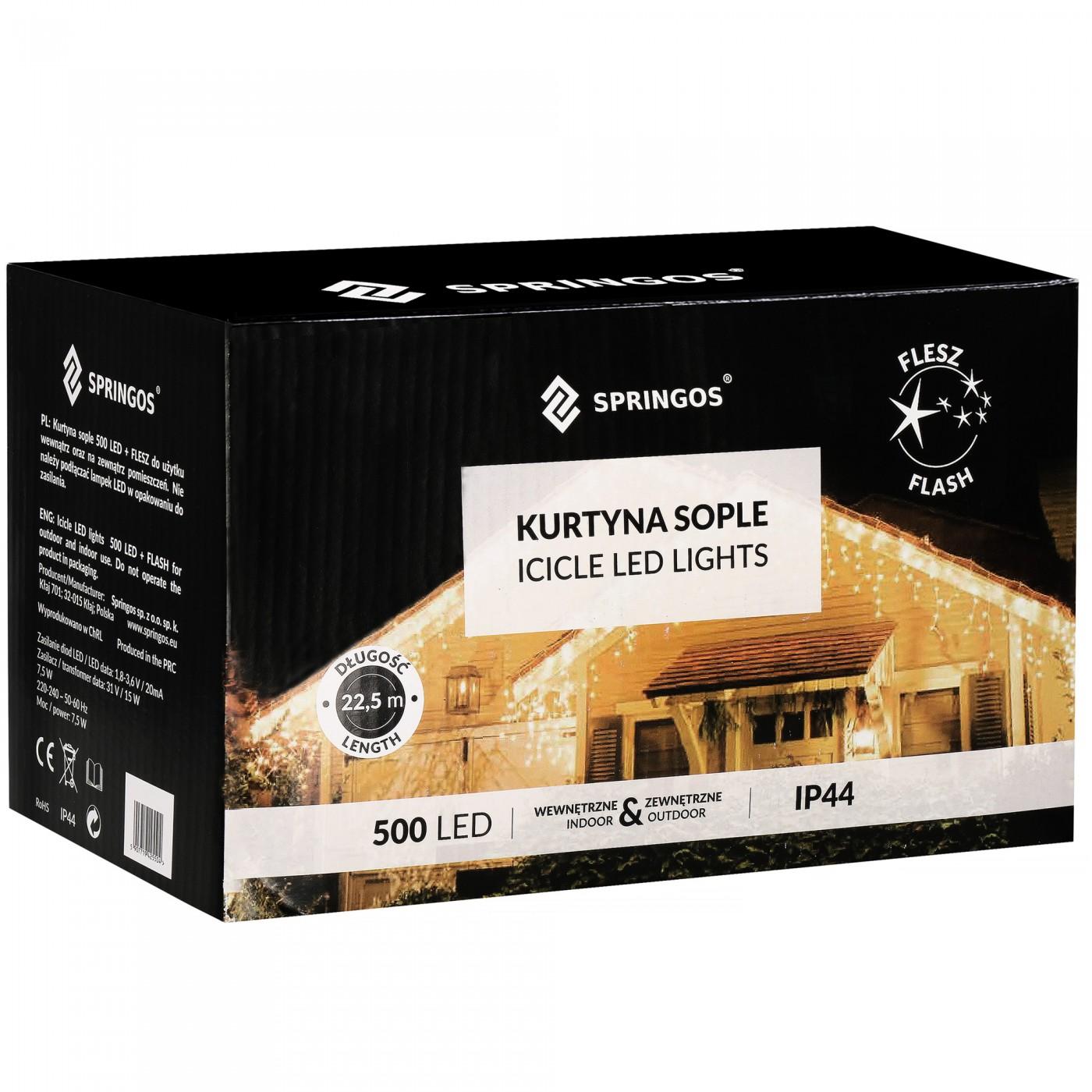 Гірлянда бахрома вулична (зовнішня) Springos 20 м 500 LED + Flash CL0518 Blue