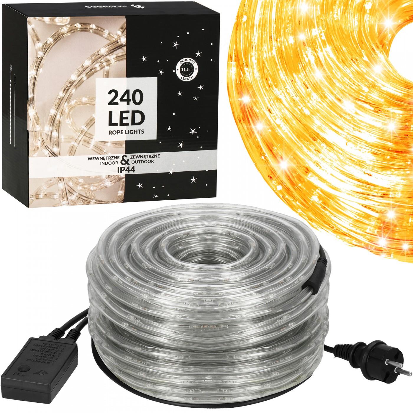 Гірлянда дюралайт вулична (зовнішня) Springos Rope Lights 10 м 240 LED CL1200 Warm White