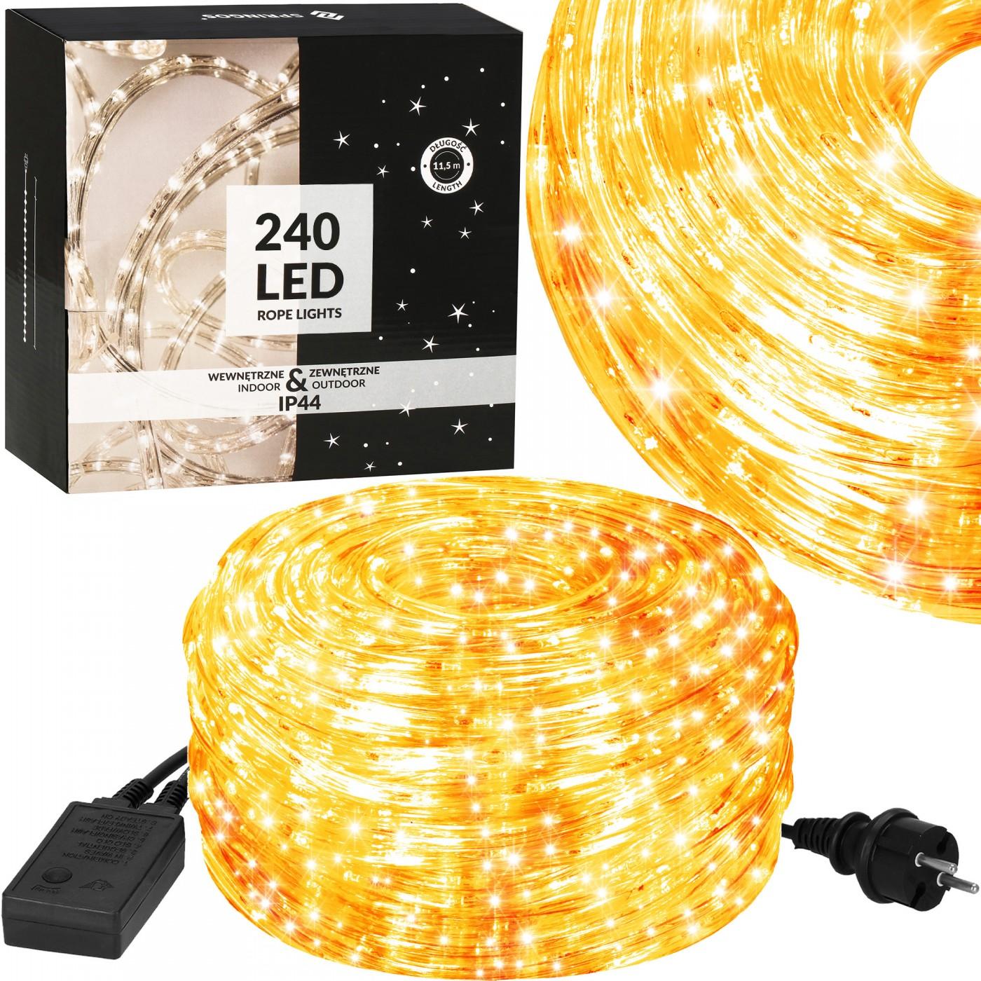 Гірлянда дюралайт вулична (зовнішня) Springos Rope Lights 10 м 240 LED CL1200 Warm White