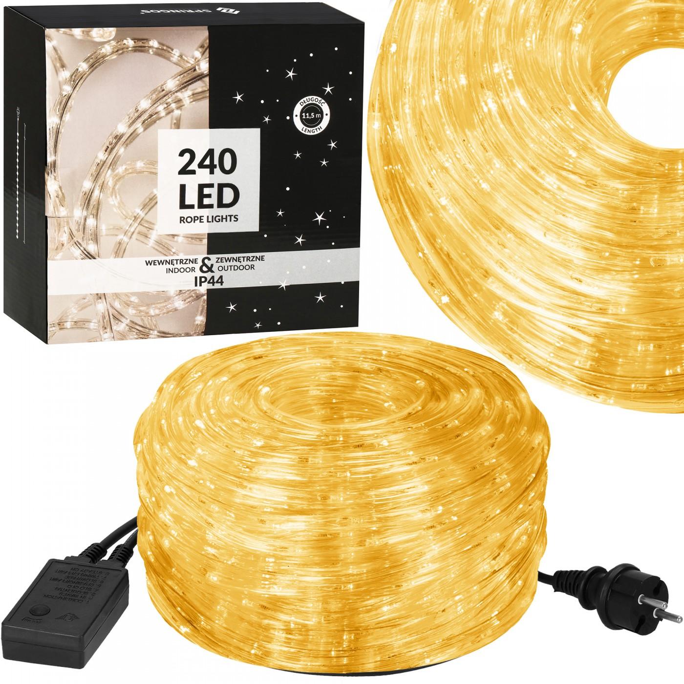 Гірлянда дюралайт вулична (зовнішня) Springos Rope Lights 10 м 240 LED CL1200 Warm White