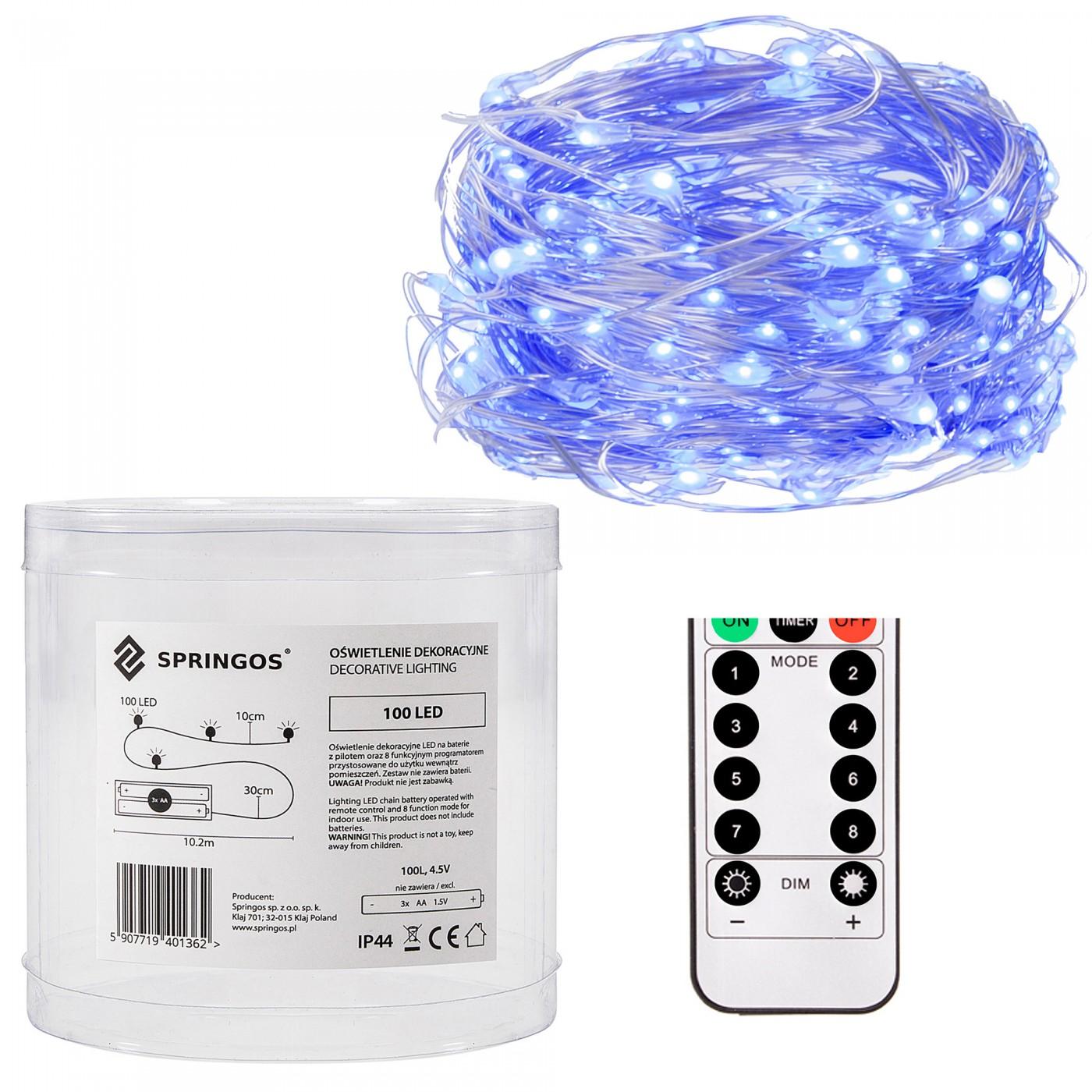 Гірлянда на батареях Springos 9.9 м 100 LED Pilot CL0103 Blue