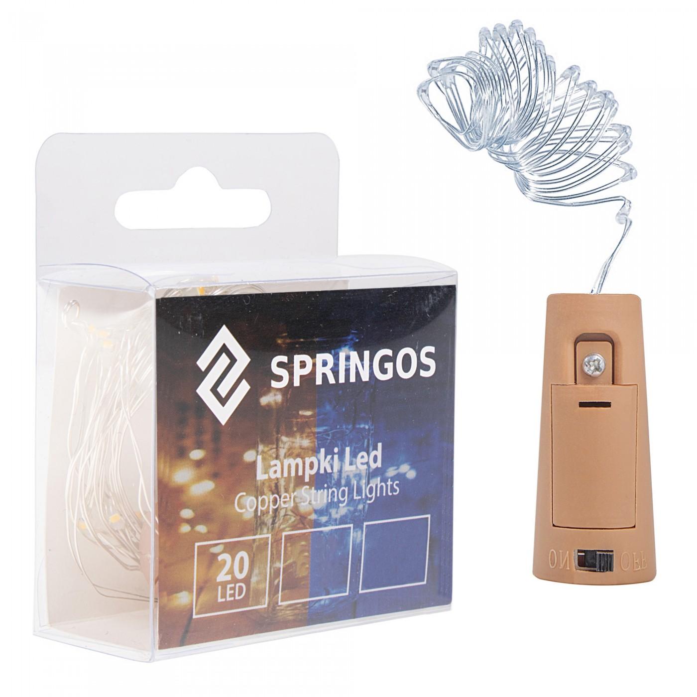 Гірлянда пробка в пляшку на батареях Springos 1.9 м 20 LED CL0027 Cold White