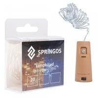 Гірлянда пробка в пляшку на батареях Springos 1.9 м 20 LED CL0027 Cold White