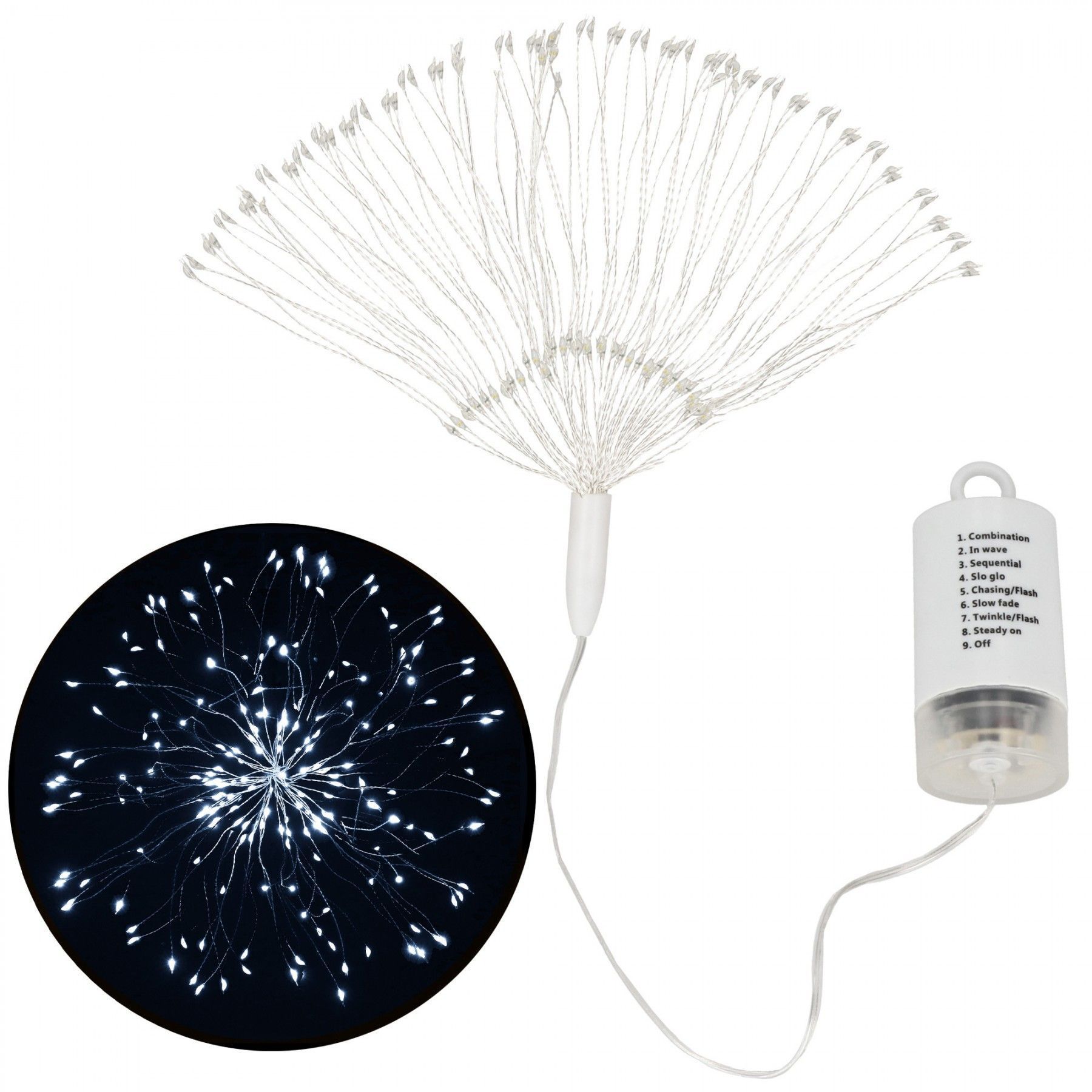 Гірлянда фейєрверк на батареях Springos 3D 100 LED CL0182 Cold White