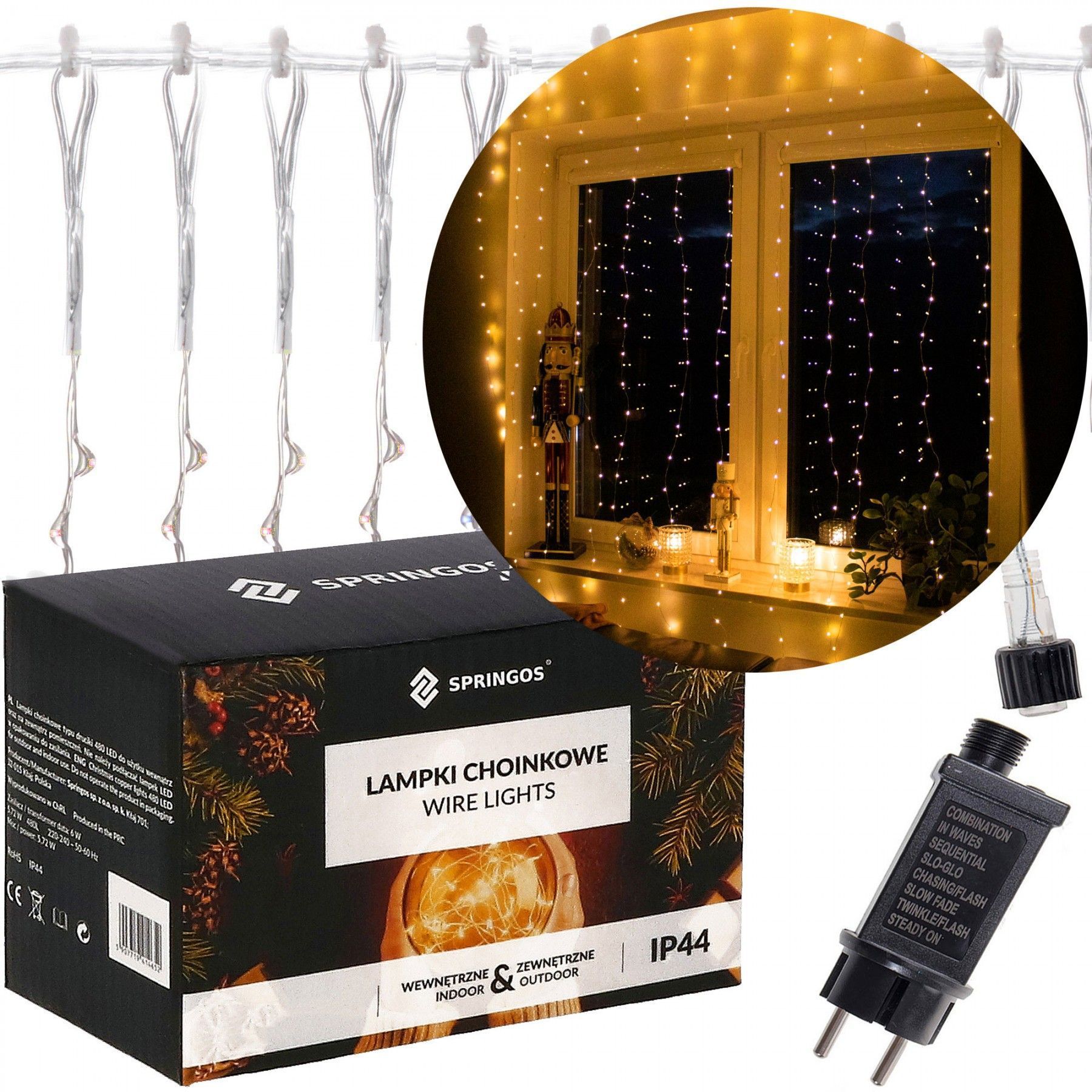 Гірлянда водоспад (штора) Springos 2 x 2 м 400 LED CL0097 Warm White