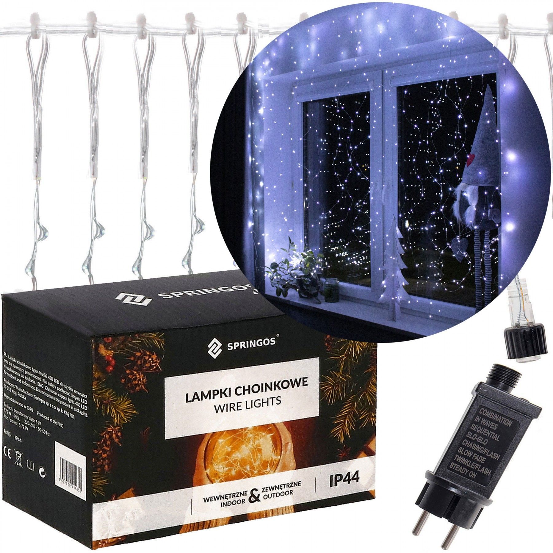 Гірлянда водоспад (штора) Springos 2 x 2 м 400 LED CL0098 Cold White