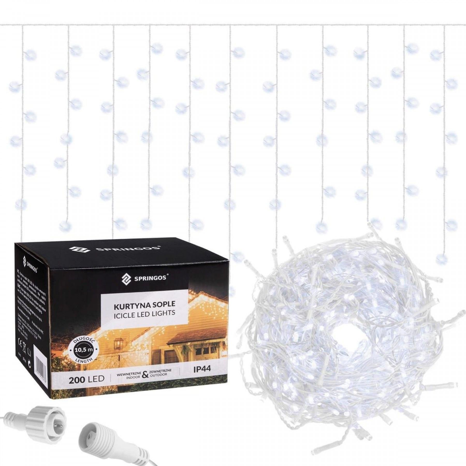 Гірлянда бахрома вулична (зовнішня) Springos 8 м 200 LED CL0200 Cold White