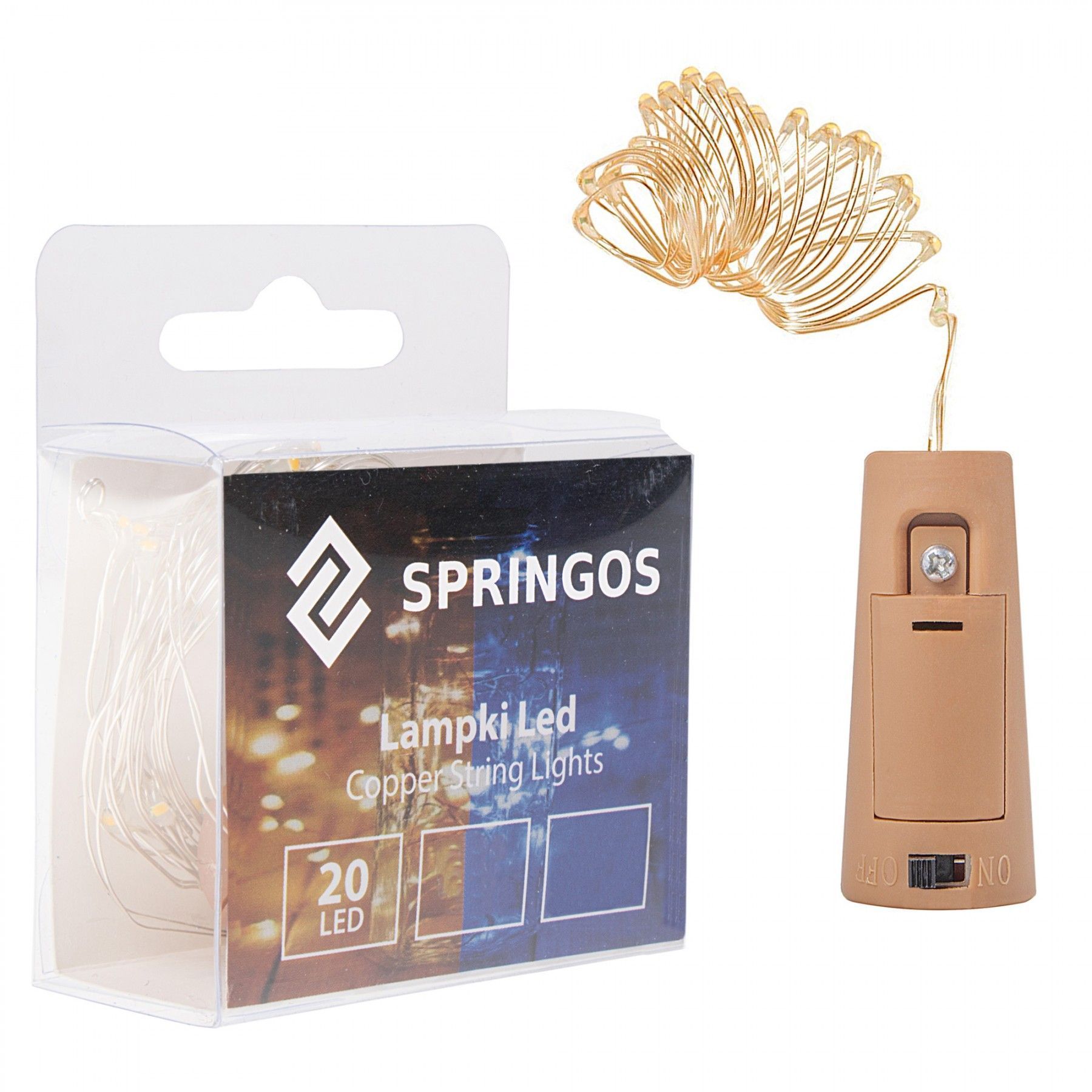 Гірлянда пробка в пляшку на батареях Springos 1.9 м 20 LED CL0026 Warm White