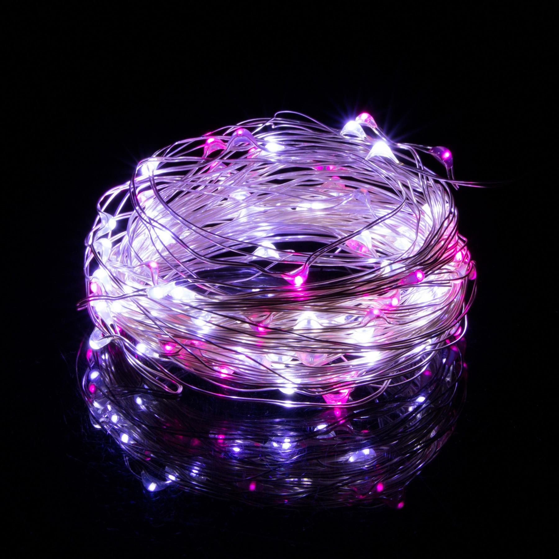 Гірлянда на батареях Springos 9.9 м 100 LED CL0025 Cold White/Pink