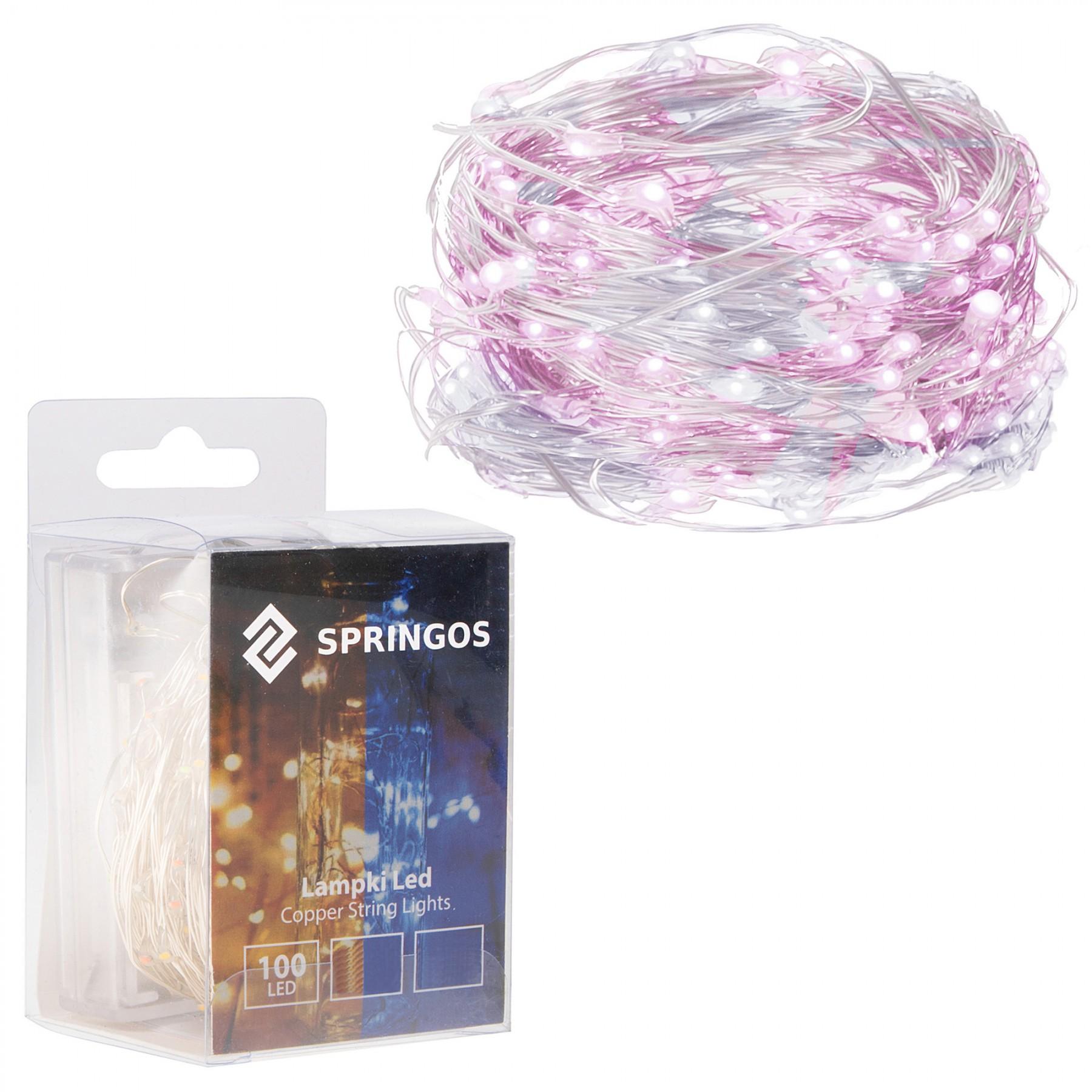 Гірлянда на батареях Springos 9.9 м 100 LED CL0025 Cold White/Pink