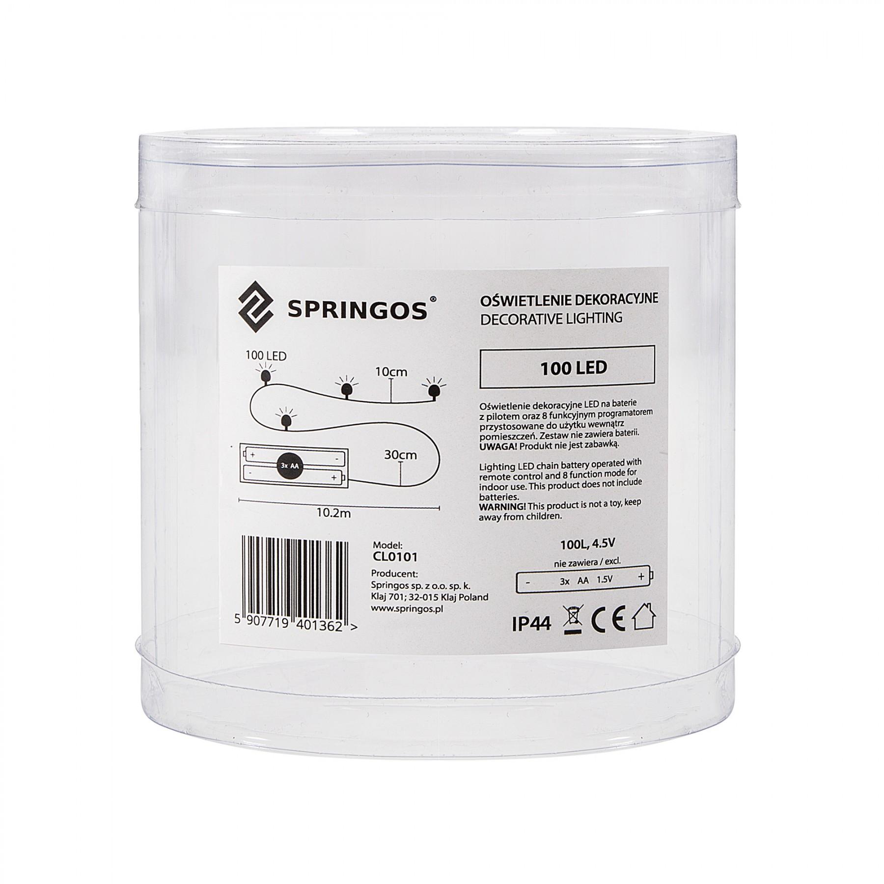 Гірлянда на батареях Springos 9.9 м 100 LED Pilot CL0101 Warm White