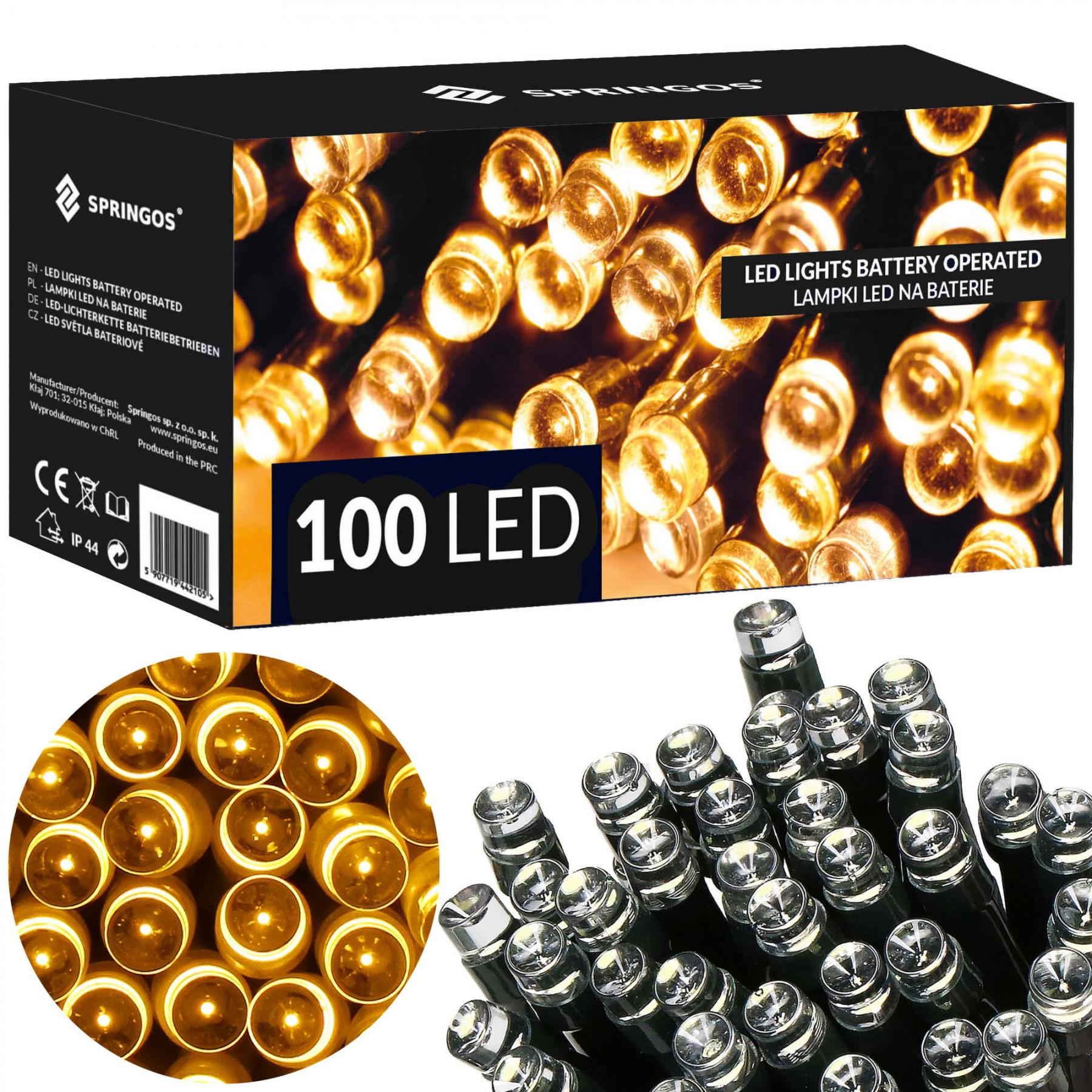 Гірлянда на батарейках Springos 10 м 100 LED CL4030 Warm White