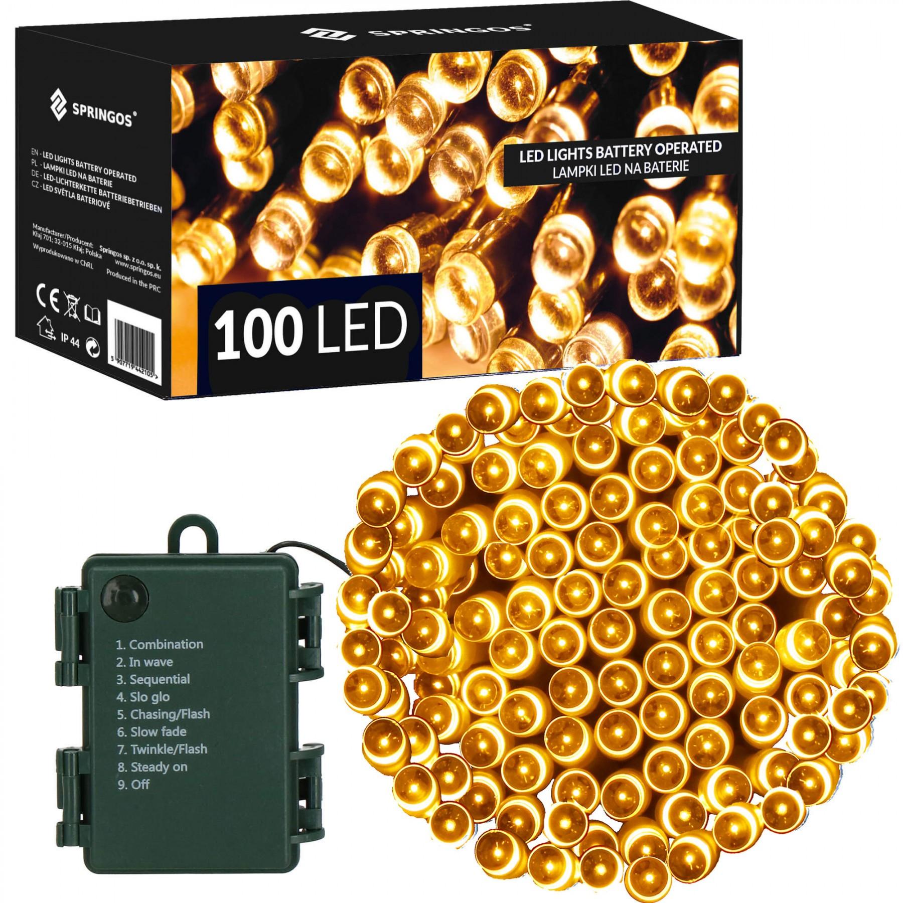 Гірлянда на батарейках Springos 10 м 100 LED CL4030 Warm White