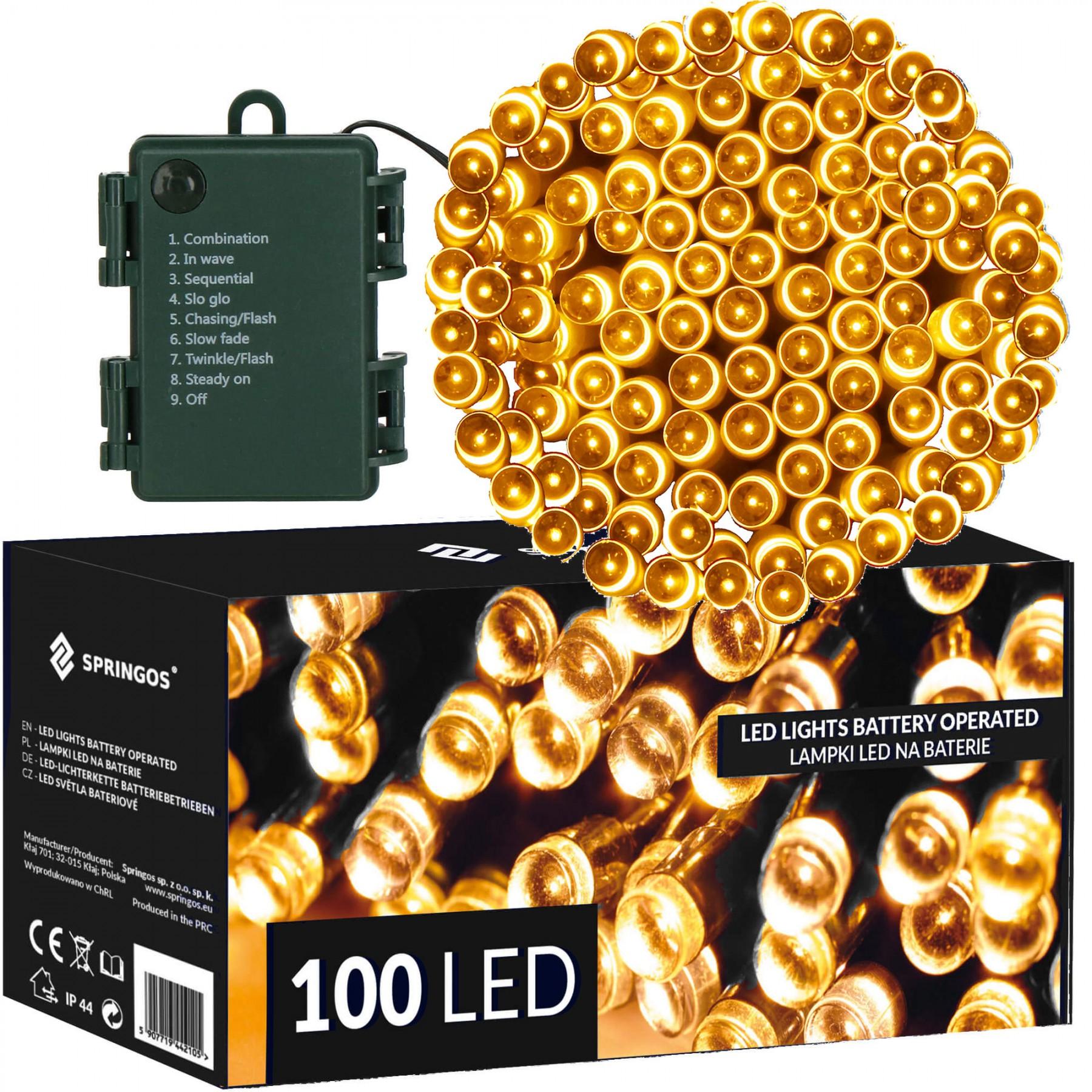 Гірлянда на батарейках Springos 10 м 100 LED CL4030 Warm White