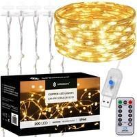 Гірлянда водоспад (штора) Springos 2 x 2 м 200 LED Pilot USB CL4020 Warm White