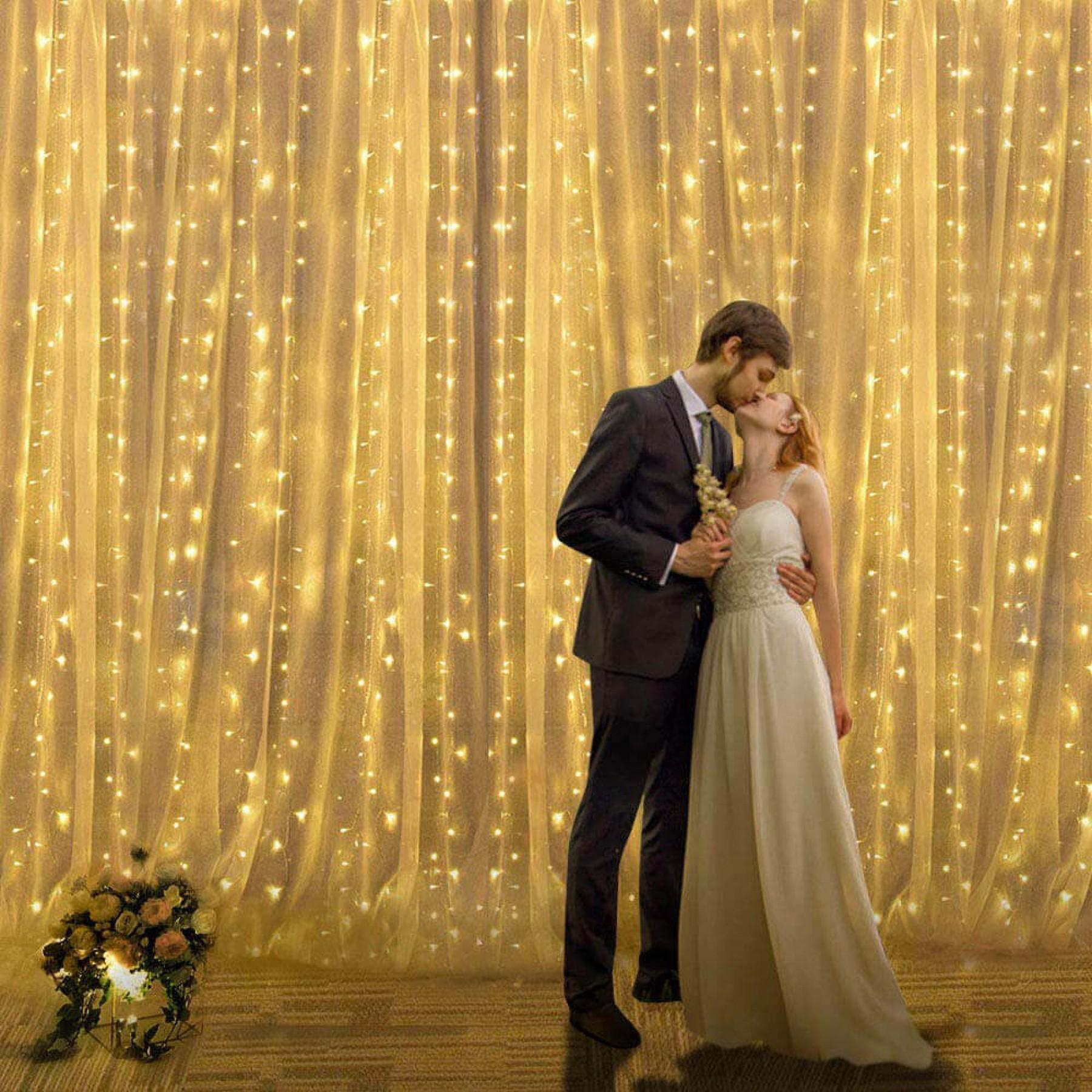 Гірлянда водоспад (штора) Springos 2 x 2 м 200 LED Pilot USB CL4020 Warm White