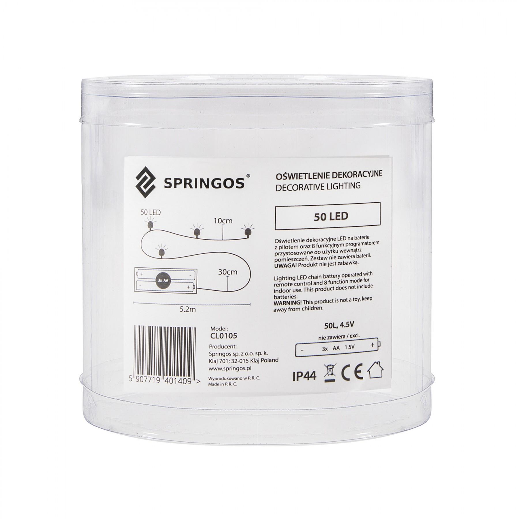 Гірлянда на батарейках Springos 4.9 м 50 LED Pilot CL0105 Warm White