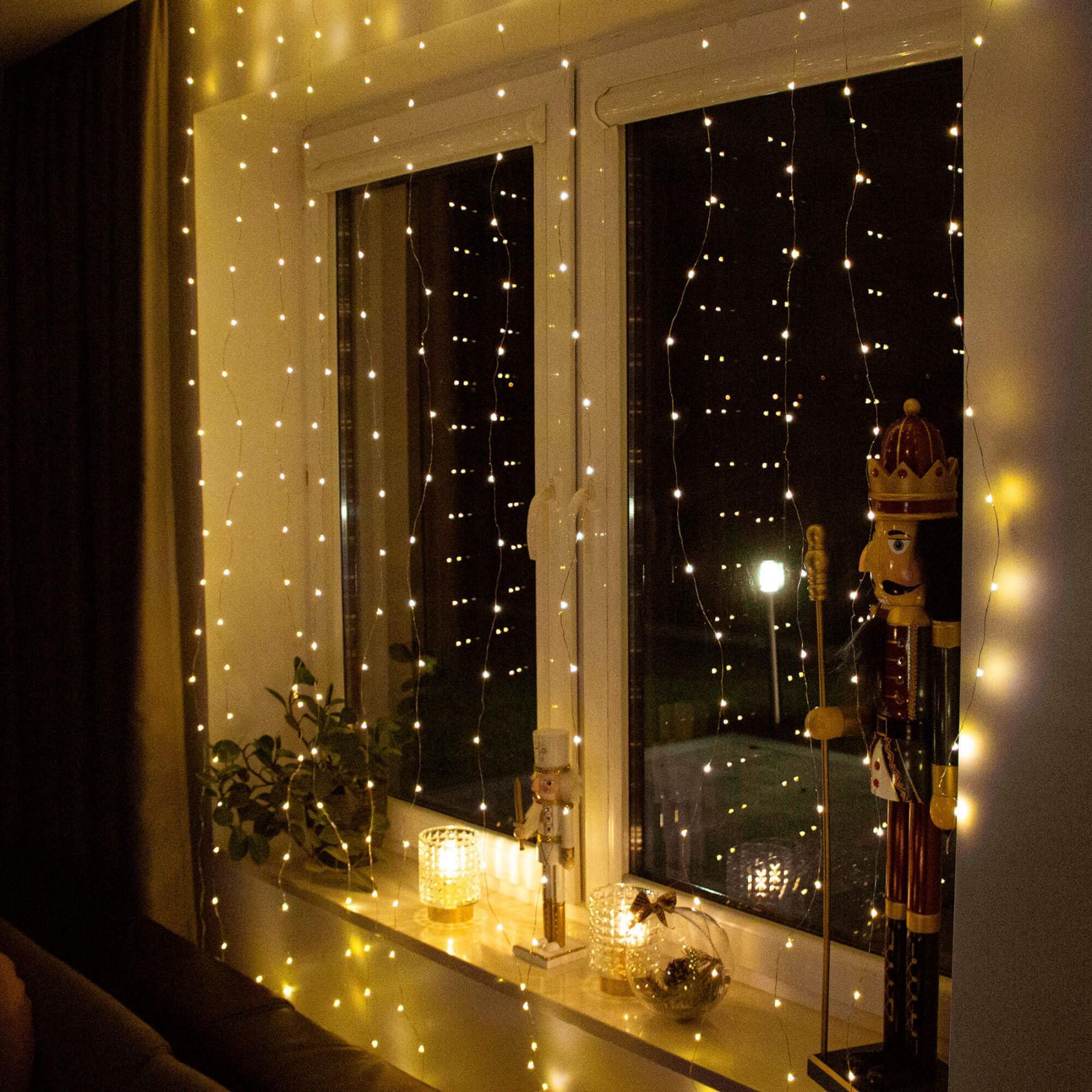 Гірлянда водоспад (штора) Springos 3 x 3 м 300 LED Pilot USB CL4022 Warm White