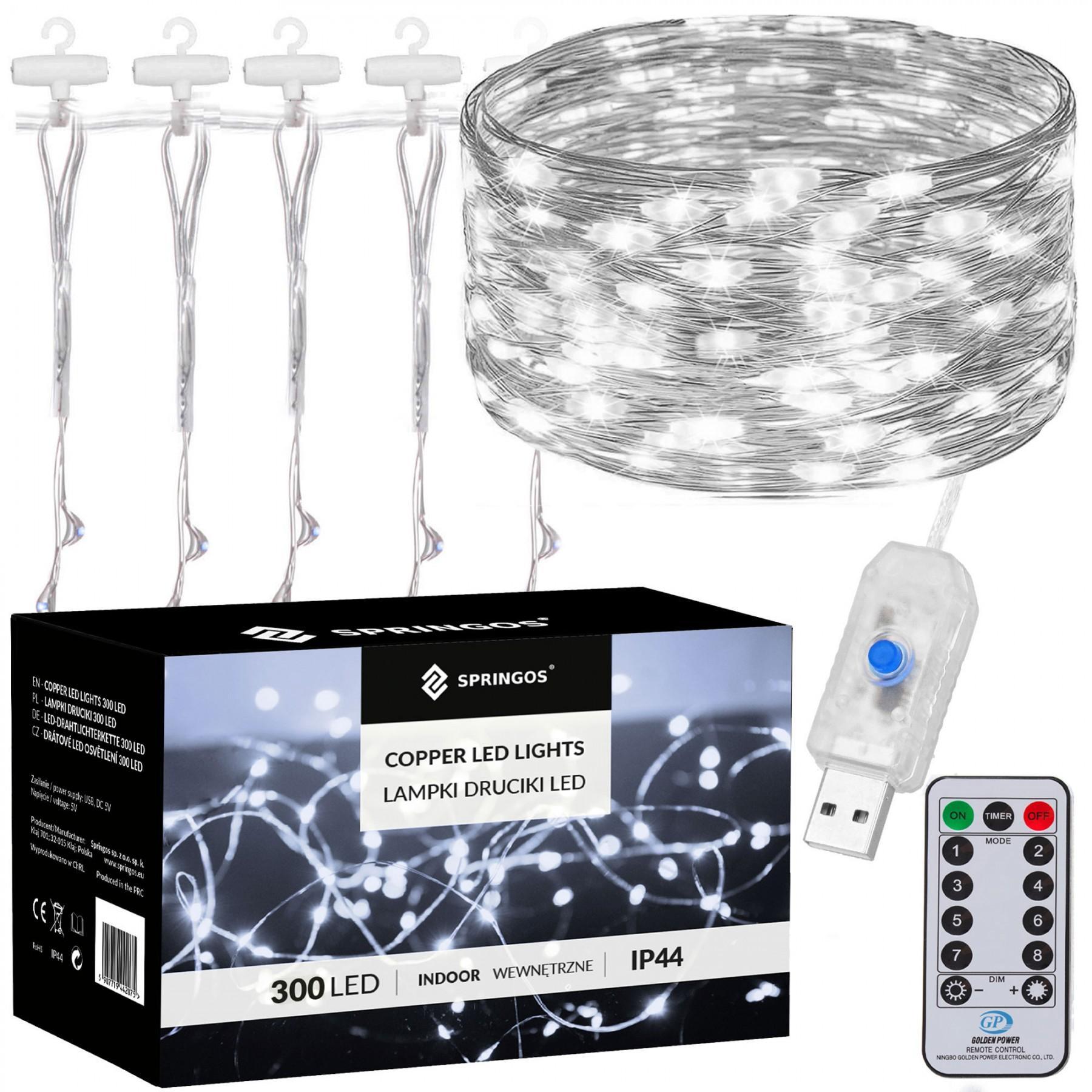 Гірлянда водоспад (штора) Springos 3 x 3 м 300 LED Pilot USB CL4023 Cold White