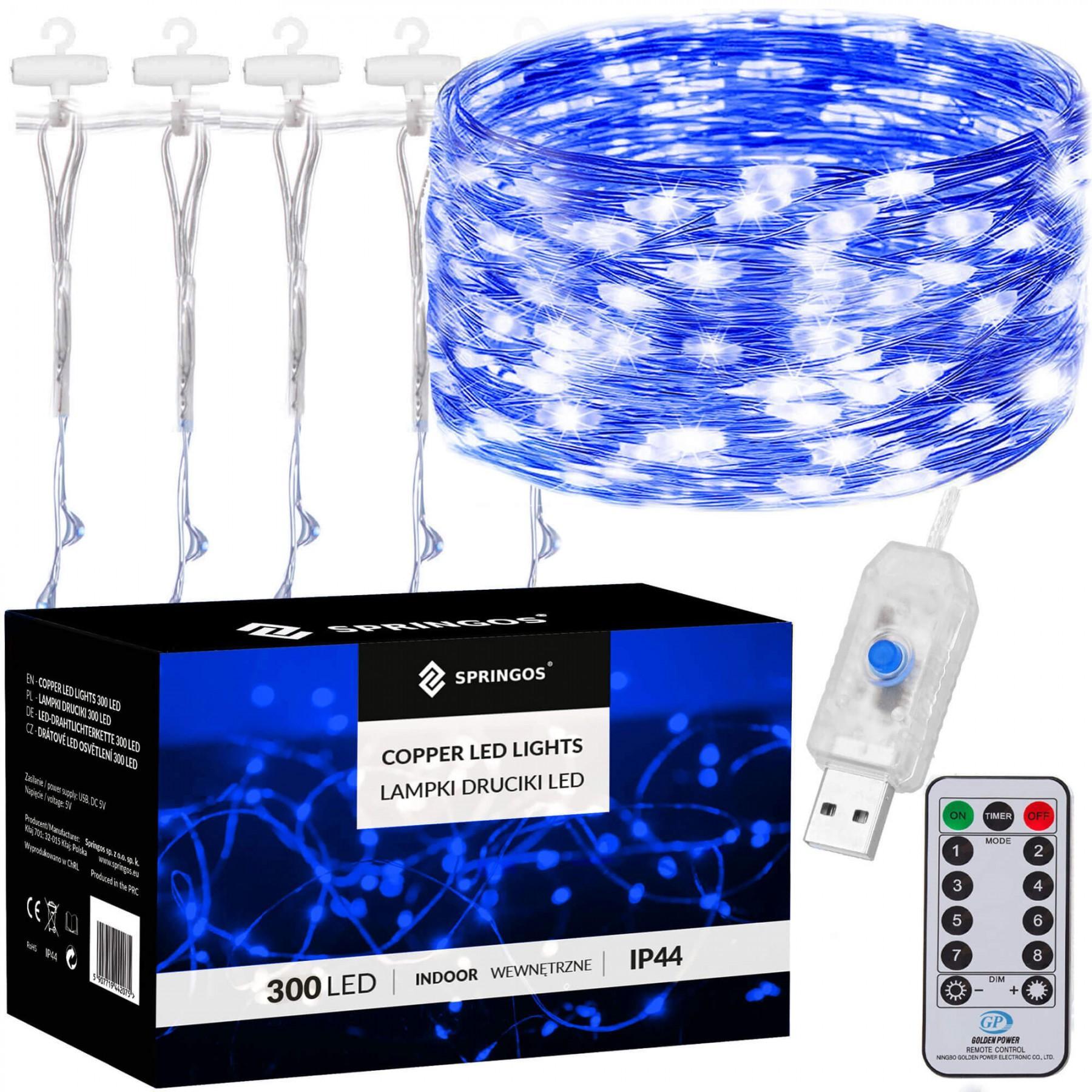 Гірлянда водоспад (штора) Springos 3 x 3 м 300 LED Pilot USB CL4024 Blue