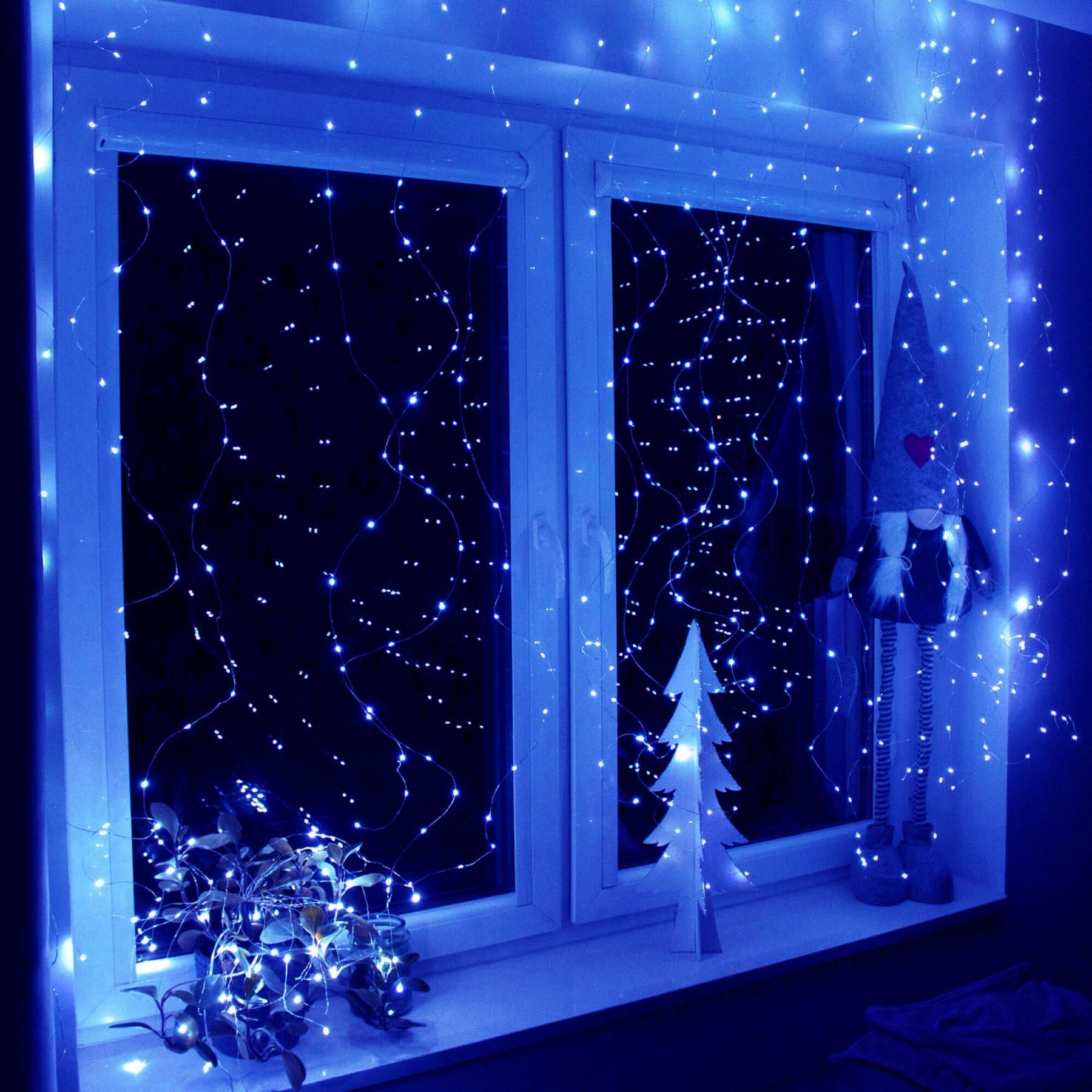 Гірлянда водоспад (штора) Springos 3 x 3 м 300 LED Pilot USB CL4024 Blue
