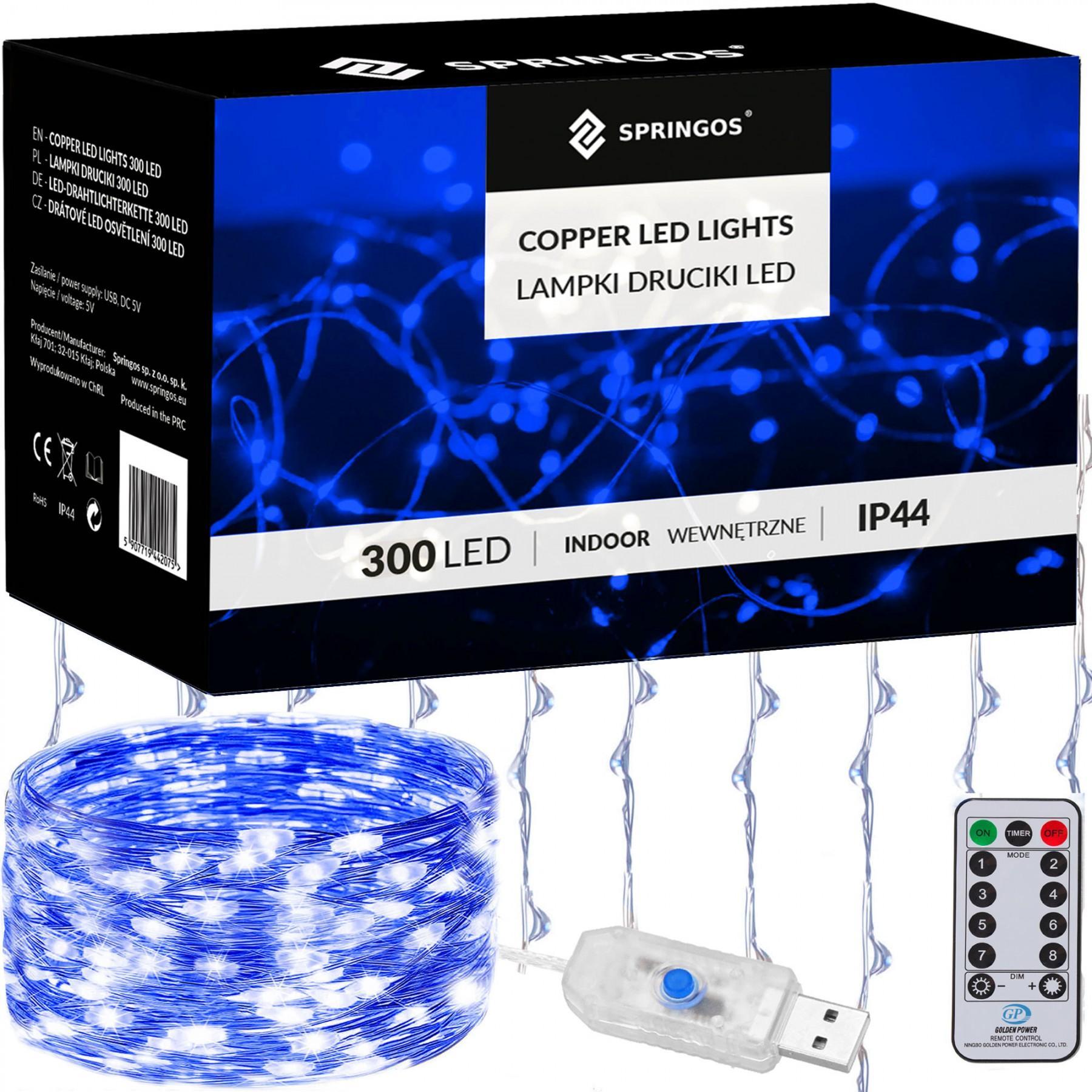 Гірлянда водоспад (штора) Springos 3 x 3 м 300 LED Pilot USB CL4024 Blue