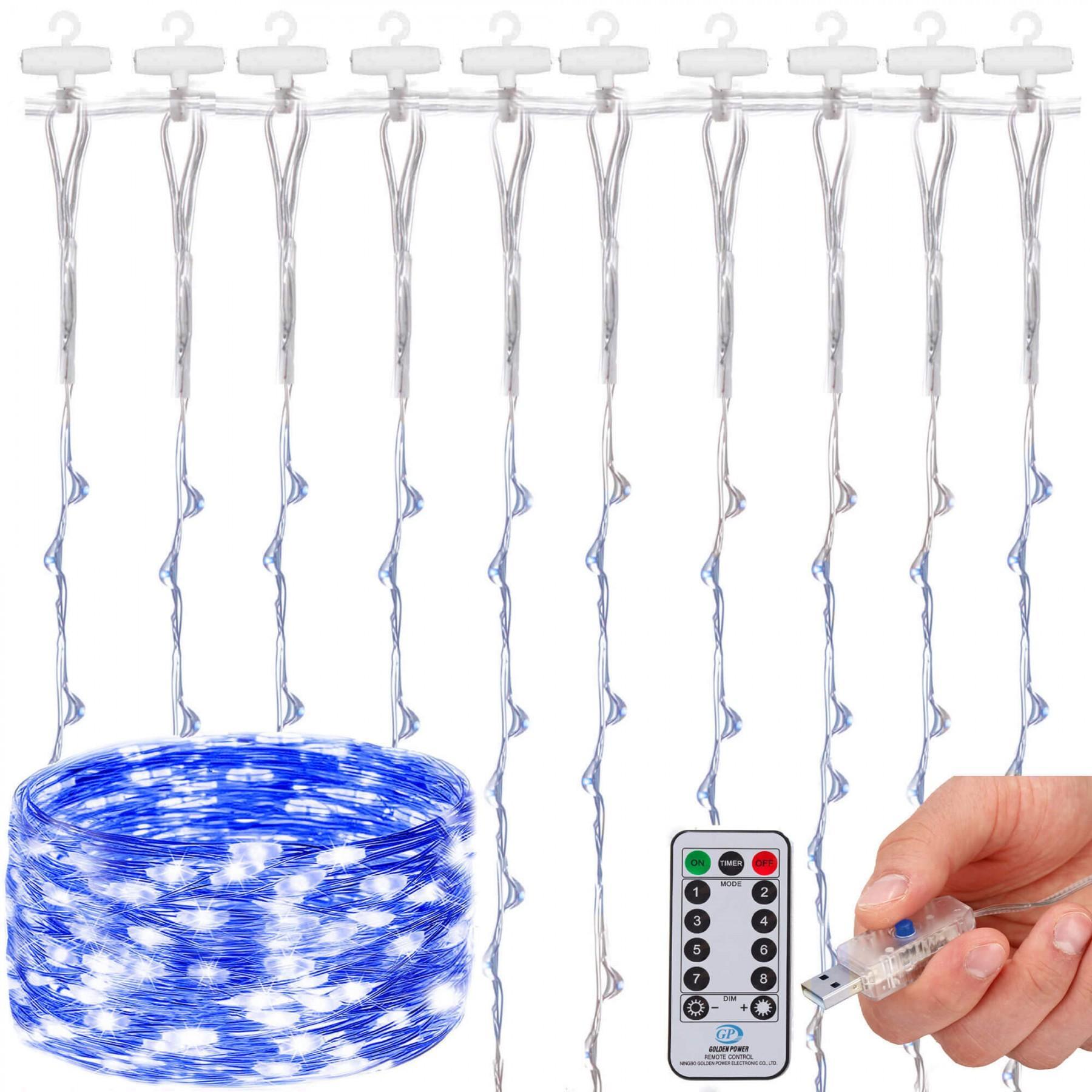 Гірлянда водоспад (штора) Springos 3 x 3 м 300 LED Pilot USB CL4024 Blue