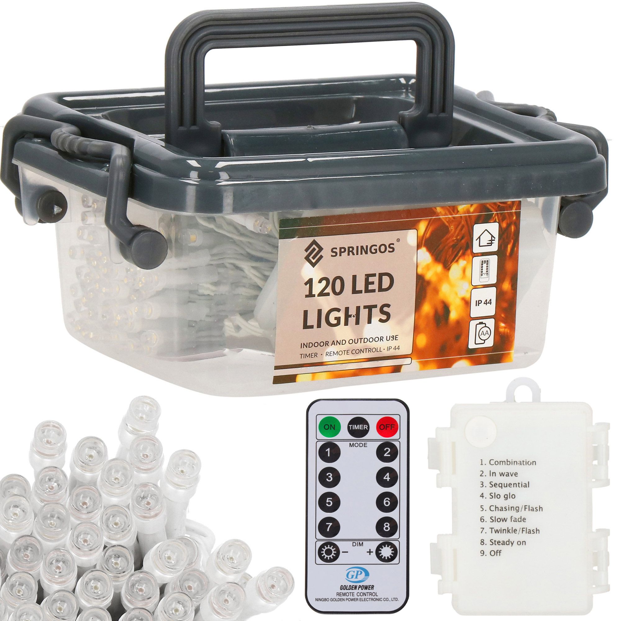 Гірлянда на батарейках Springos 9 м 120 LED CL0172 Cold White