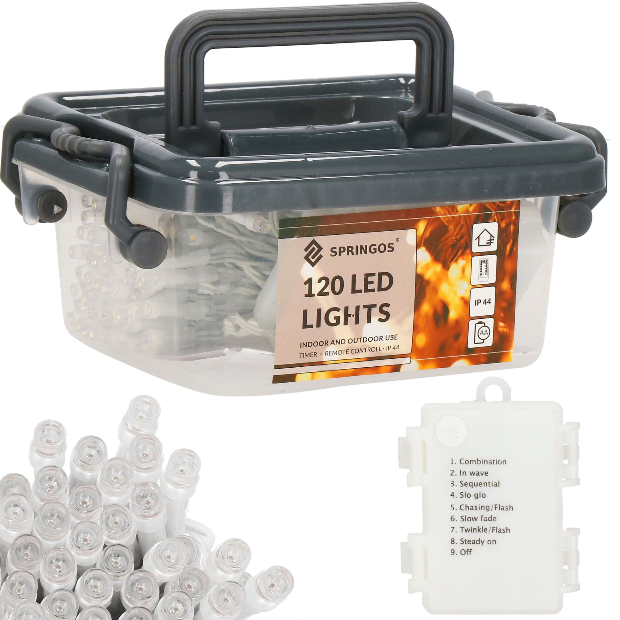 Гірлянда на батарейках Springos 9 м 120 LED CL0172 Cold White