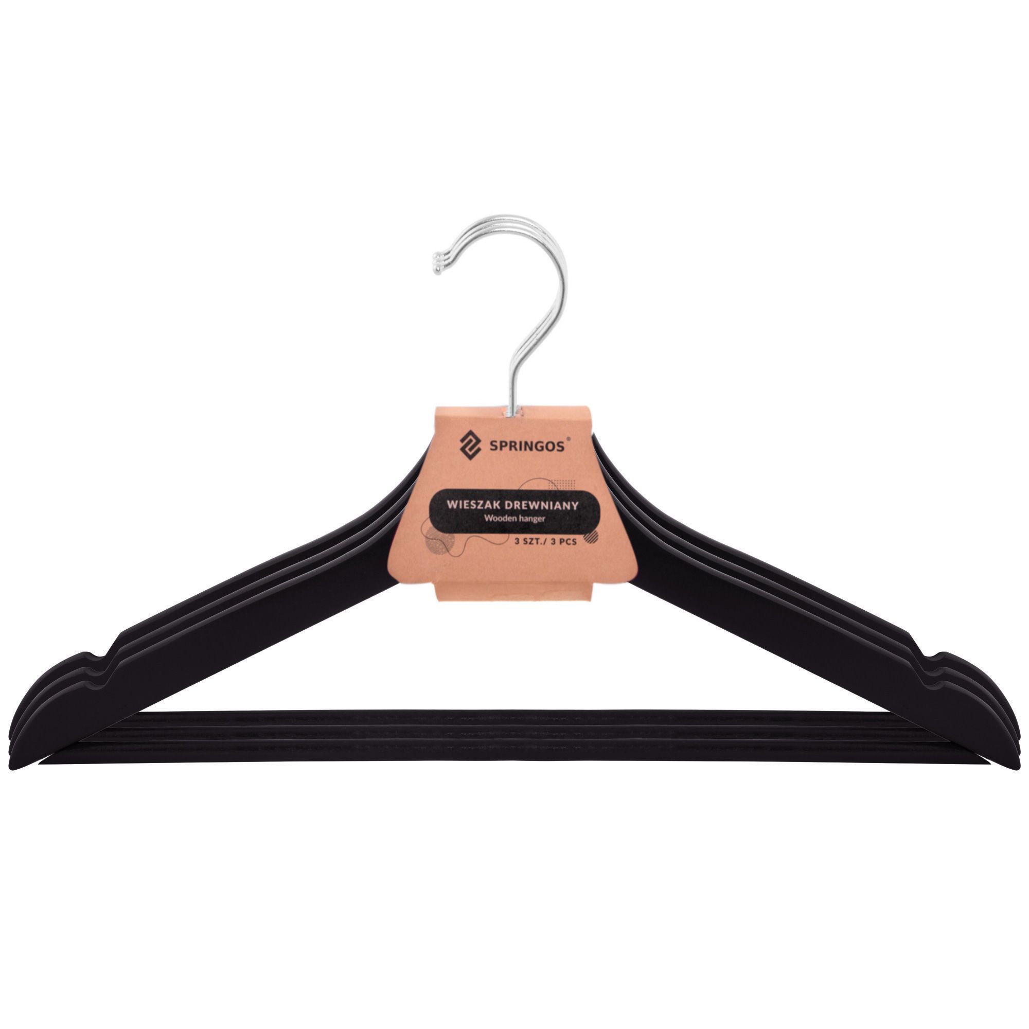 Набір дерев'яних плечиків (вішаків) для одягу 3 шт Springos HG0003