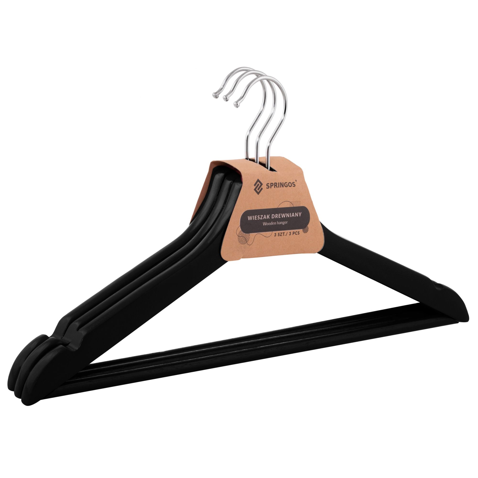 Набір дерев'яних плечиків (вішаків) для одягу 3 шт Springos HG0003