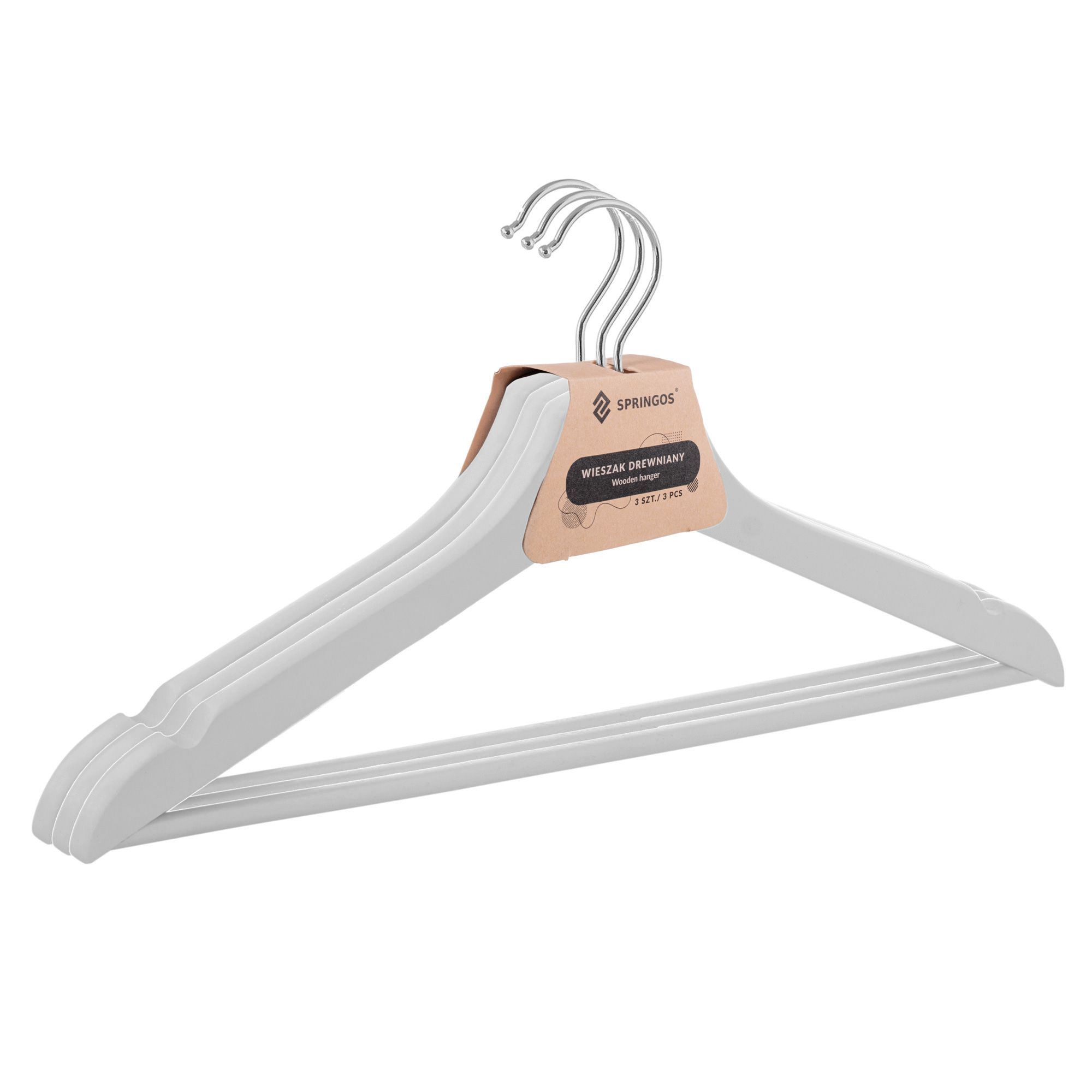 Набір дерев'яних плечиків (вішаків) для одягу 3 шт Springos HG0004